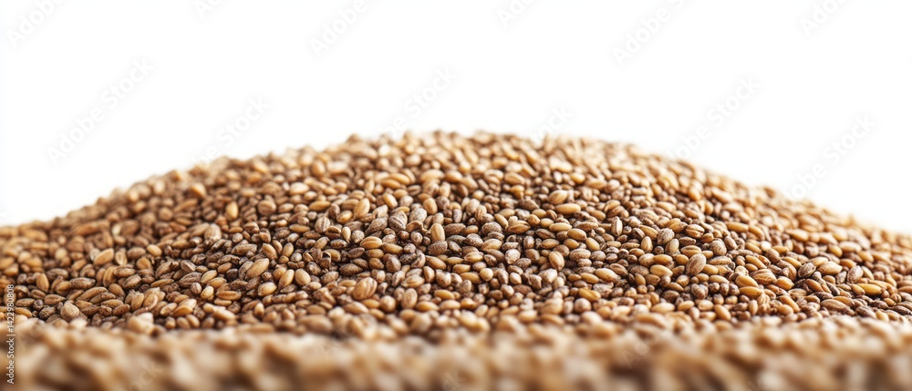 Obraz premium A large pile of wheat grains on white background