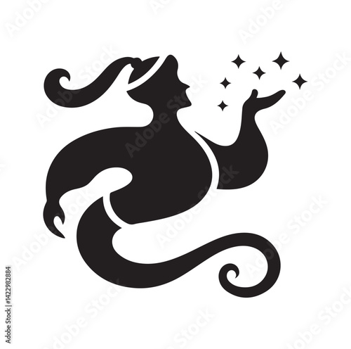 Genie silhouette vector illustration
