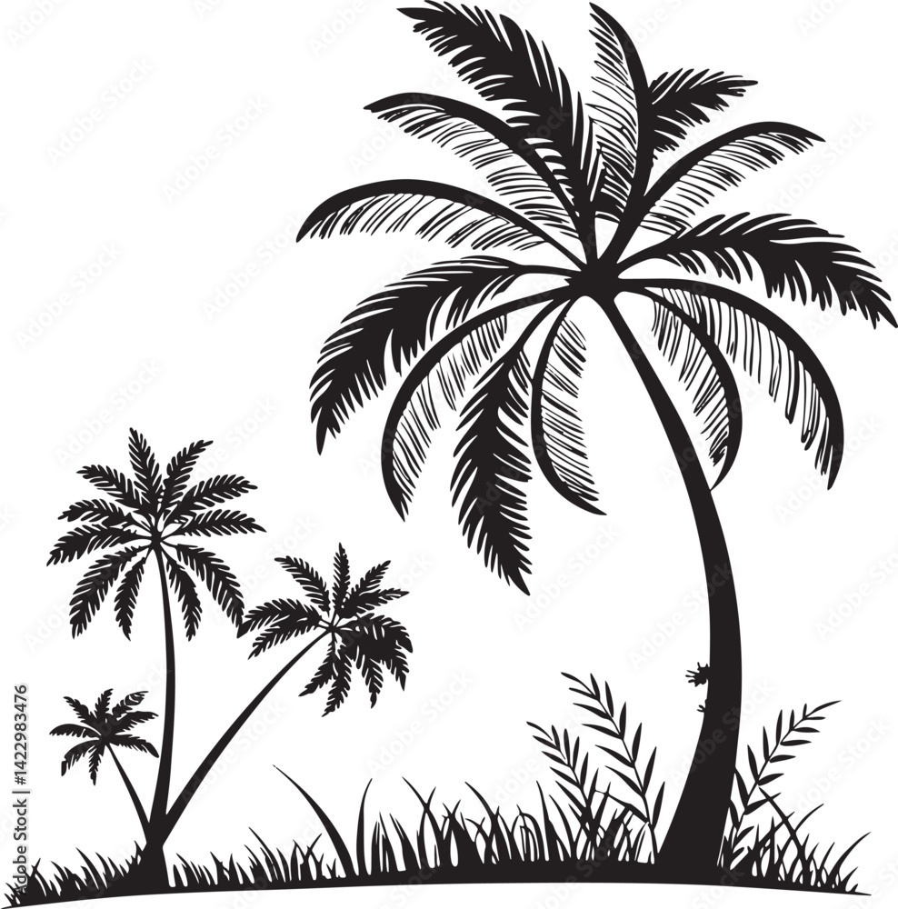 Fototapeta premium Palmyra Palm tree silhouette vector illustration