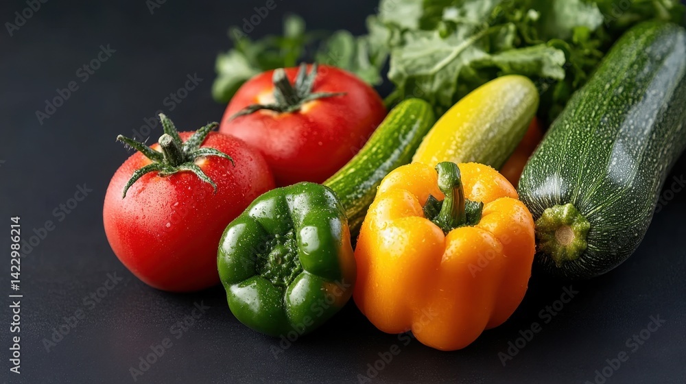 Fresh garden vegetables neatly placed on chalkboard background for a farm-to-table concept Fresh garden vegetables neatly placed on chalkboard background for a farm-to-table concept
