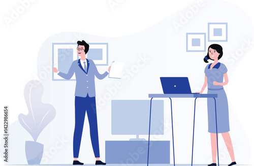 Manager Discussing With Office Worker