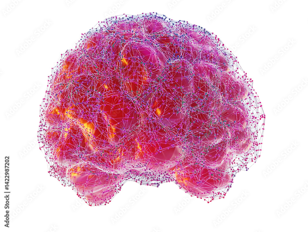 Abstract Pink And Red Speckled Brain Render, PNG Abstract Pink And Red Speckled Brain Render, PNG