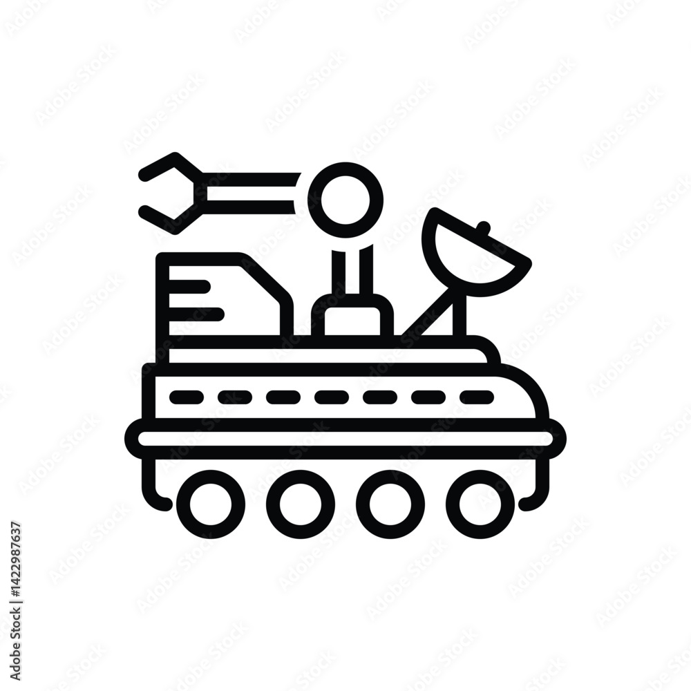 Black line icon for moon robot Black line icon for moon robot