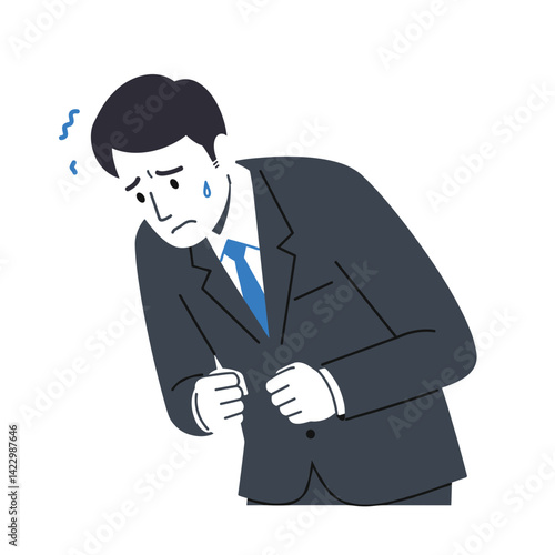 Businessman showing anxiety and distress in a formal suit  