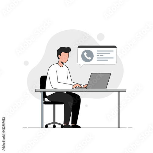 Office worker using laptop for communication in modern workspace  