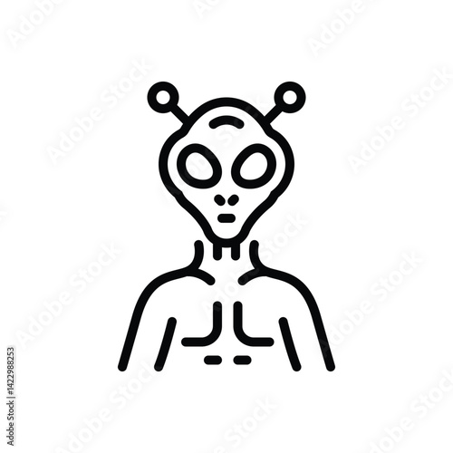 Black line icon for alien