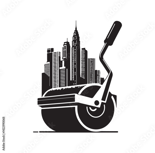 Asphalt Roller silhouette vector illustration