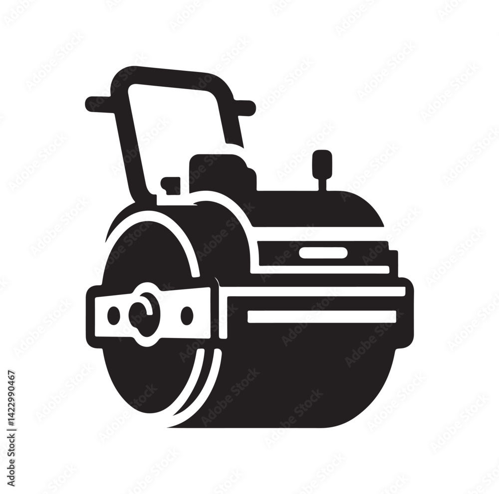 Obraz premium Asphalt Roller silhouette vector illustration