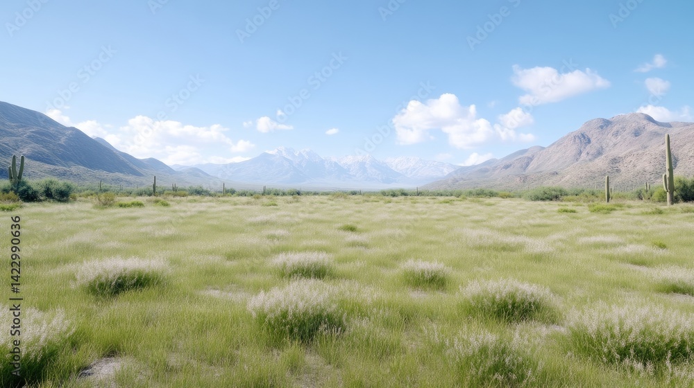 Obraz premium Vast grassland valley nestled between mountains