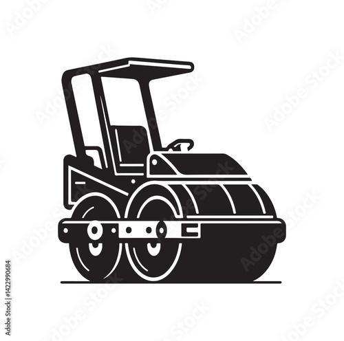 Asphalt Roller silhouette vector illustration