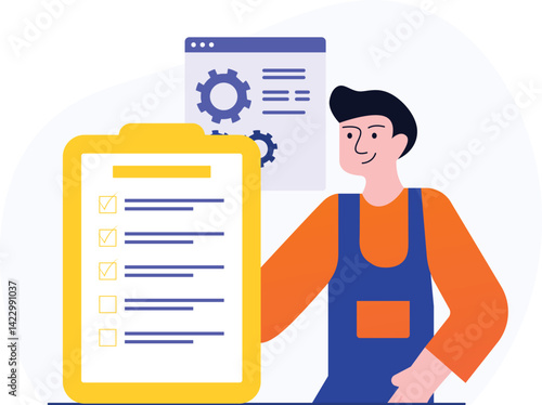 Man Checking Documents for Development