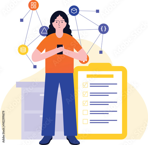 Woman Checking Connection with Phone