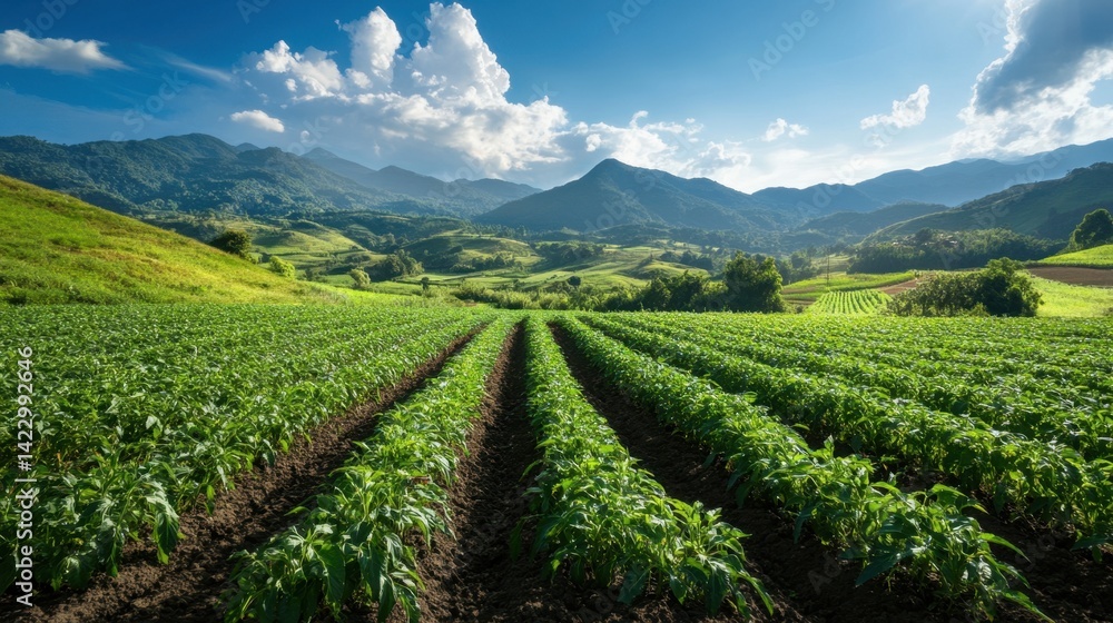 custom made wallpaper toronto digitalHealthy chili pepper crop thriving under sun in lush plantation field