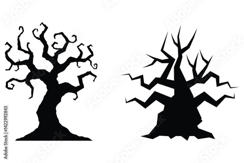 Printable Halloween Tree Vector Silhouette

