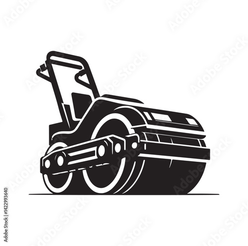Asphalt Roller silhouette vector illustration