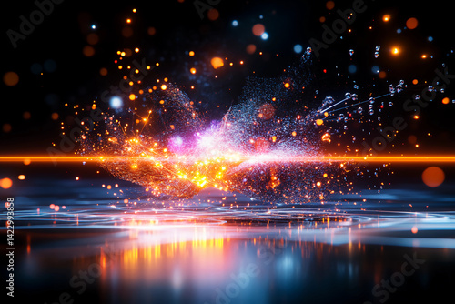 Intricately detailed holographic representation of quantum computing qubits dynamically interacting with luminous glowing nodes and interwoven paths, set in a futuristic, cinematic lighting atmosphere