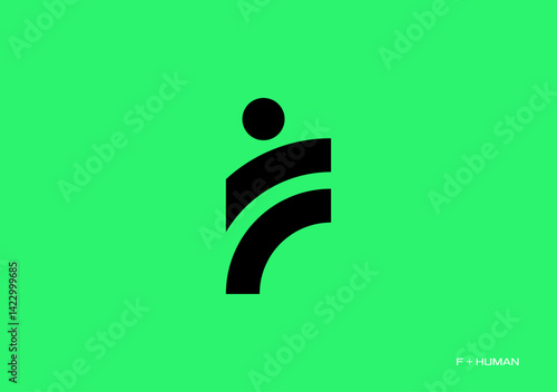 B-505-simple logo vector template based on letter F featuring a human