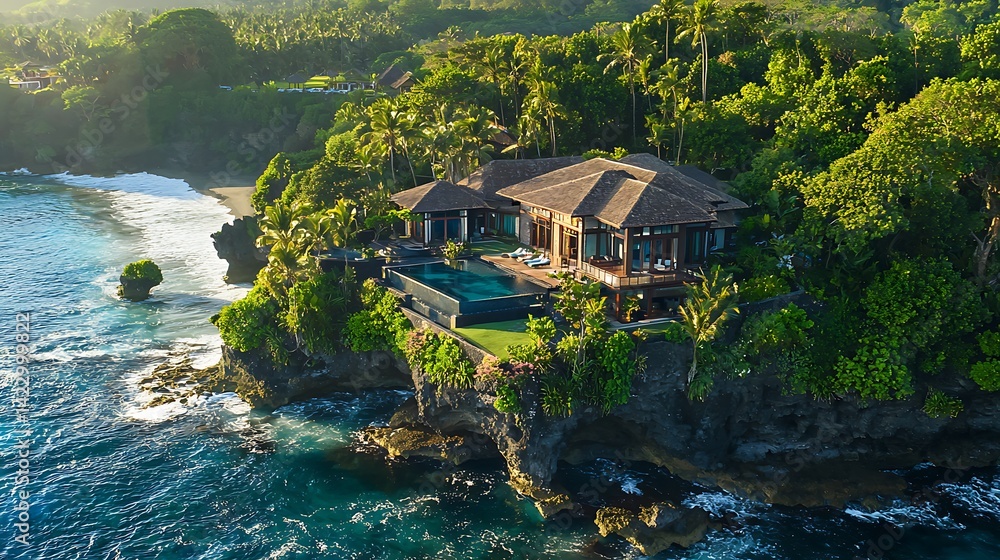 Exotic resort nestled on sea cliffs high resolution picture Exotic resort nestled on sea cliffs high resolution picture