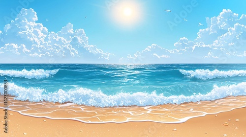 Sunny beach anime style