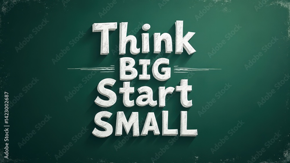 Obraz premium Motivational Chalkboard Quote Think Big Start Small Inspirational Typography Design