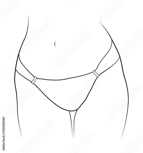 woman panties bikini black and white drawing