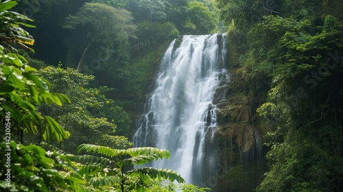 Majestic Waterfall in Lush Jungle