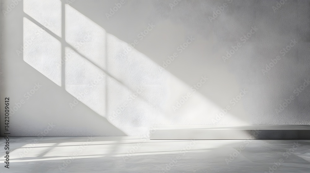 Bright and Minimalist Interior with Shadows on White Wall Bright and Minimalist Interior with Shadows on White Wall