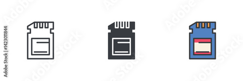 SD memory card different style icon set