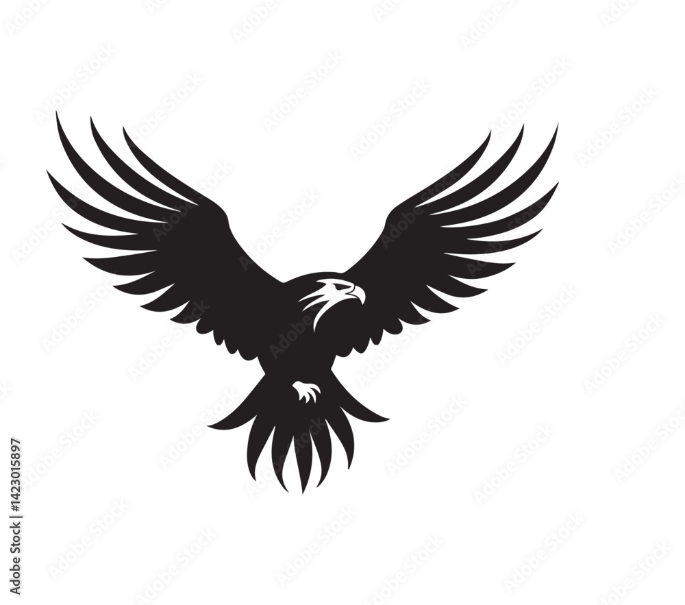 Flying hawk black color on isolated white background Flying hawk black color on isolated white background