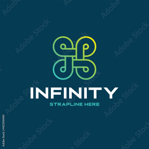 Modern Infinity Loop Logo Vector Template with Gradient Symbol