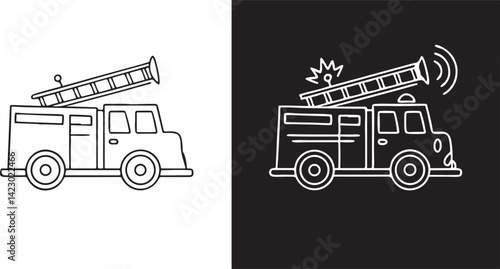 Rushing Fire Engine Icon,fire truck illustration in trendy flat design Free Vector