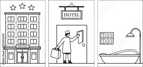 Hotel symbol icon,Building glyph solid icons collection. Containing skyscraper, government, hospital, house. Minimal icon and symbol series vector illustration
