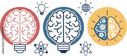human brain vector icons,Human Brain Thinking Intelligence Symbol and Icon