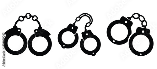 Handcuff Icons Silhouette Vector Illustration.