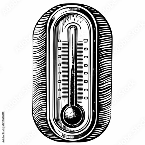 Vintage Hand Drawn Thermometer Illustration for Retro Design Projects
