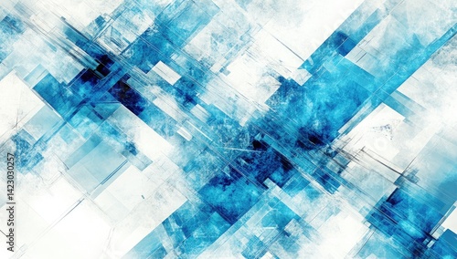 Abstract geometric shapes, cool colors