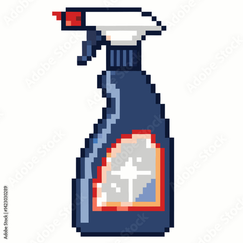 Pixel Art Spray Bottle Illustration Retro Cleaning  in 8 Bit Style