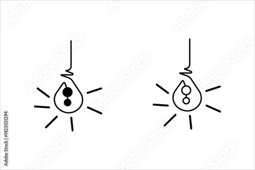 of light bulb icon set. on white background. Idea symbol. Electric lamp, light, innovation, solution, creative thinking, electricity. Outline, flat and colored style. Flat design.
