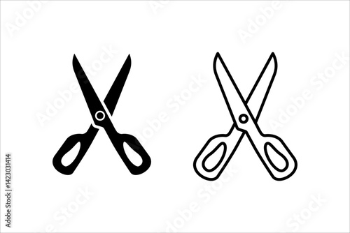 Scissors icon set. Cut symbol. Paper clippers vector illustration. Shears sign. Hairdresser pictogram. Colored cartoon scissors icon isolated.