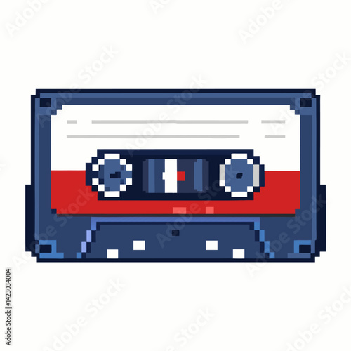 Retro Pixel Art Cassette Tape Illustration in 8 Bit Style