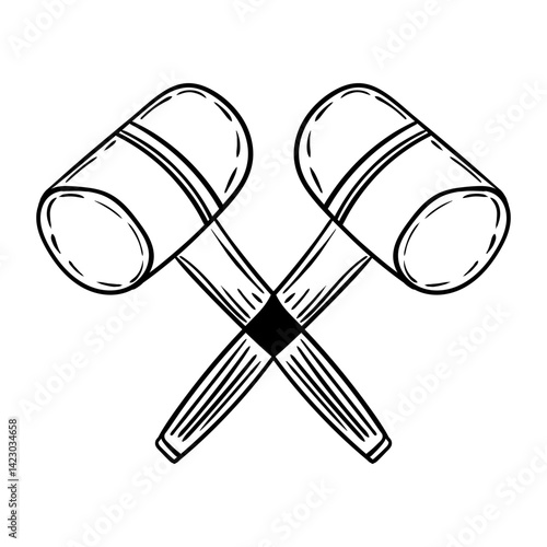 Wooden Hammer Isolated on White Background. Vector Illustration of a Hand Tool