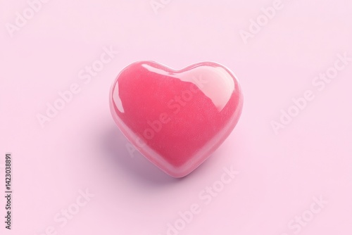 Pink heart, glossy, smooth, 3D render