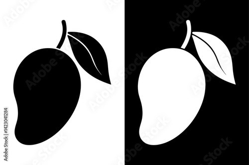 Black & White Mango Icon Vector Silhouette Download.