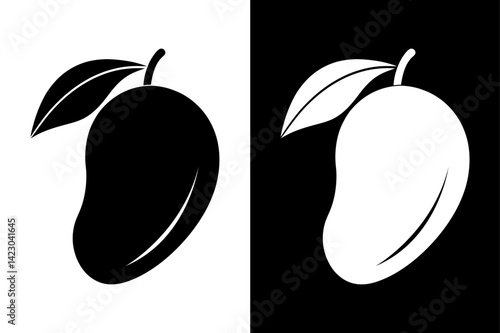 Black & White Mango Icon Vector Silhouette Download.
