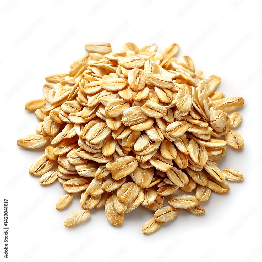 A collection of rolled oats, isolated on a white background A collection of rolled oats, isolated on a white background