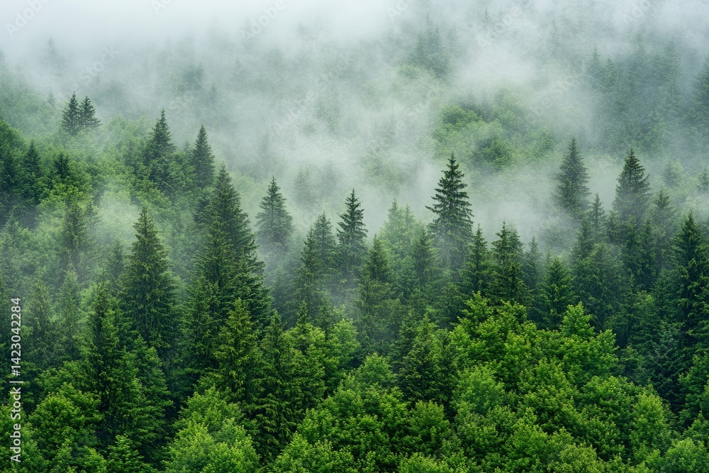 Green Forest in Foggy Weather Green Forest in Foggy Weather