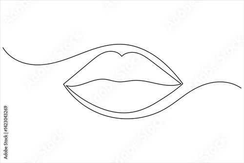 Minimalist one line lip icon continuous line drawing vector illustration