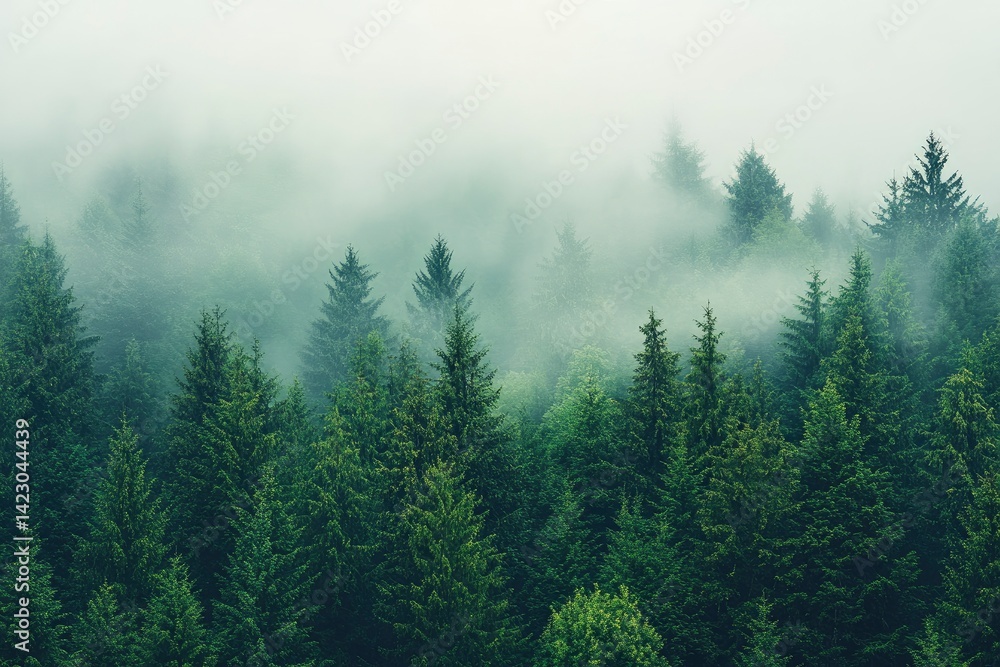 Forest in Fog - Evergreen Trees and Mist Forest in Fog - Evergreen Trees and Mist