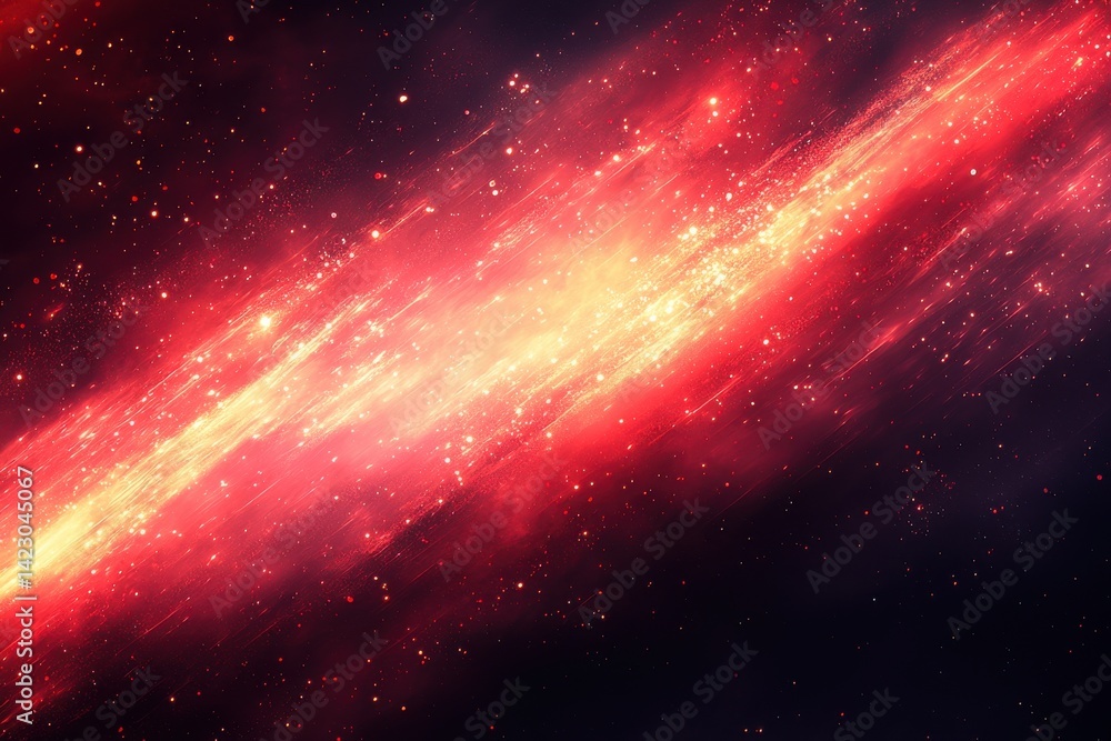 Fototapeta premium Dynamic red and black abstract design with glowing diagonal streaks and sparkles