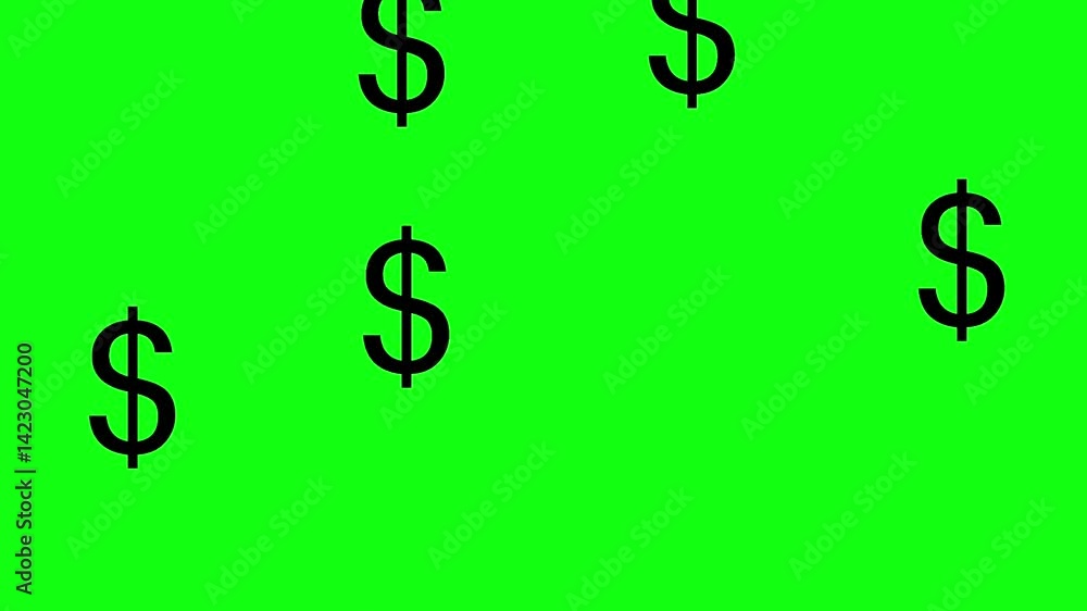 Dollar sign icons falling animation green screen. Dollar sign icons falling animation green screen.